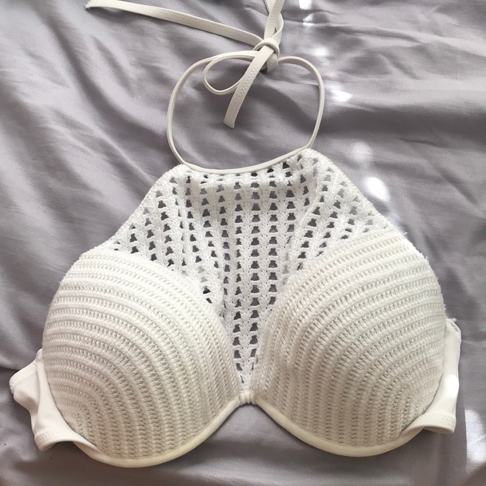 white bathing suit top